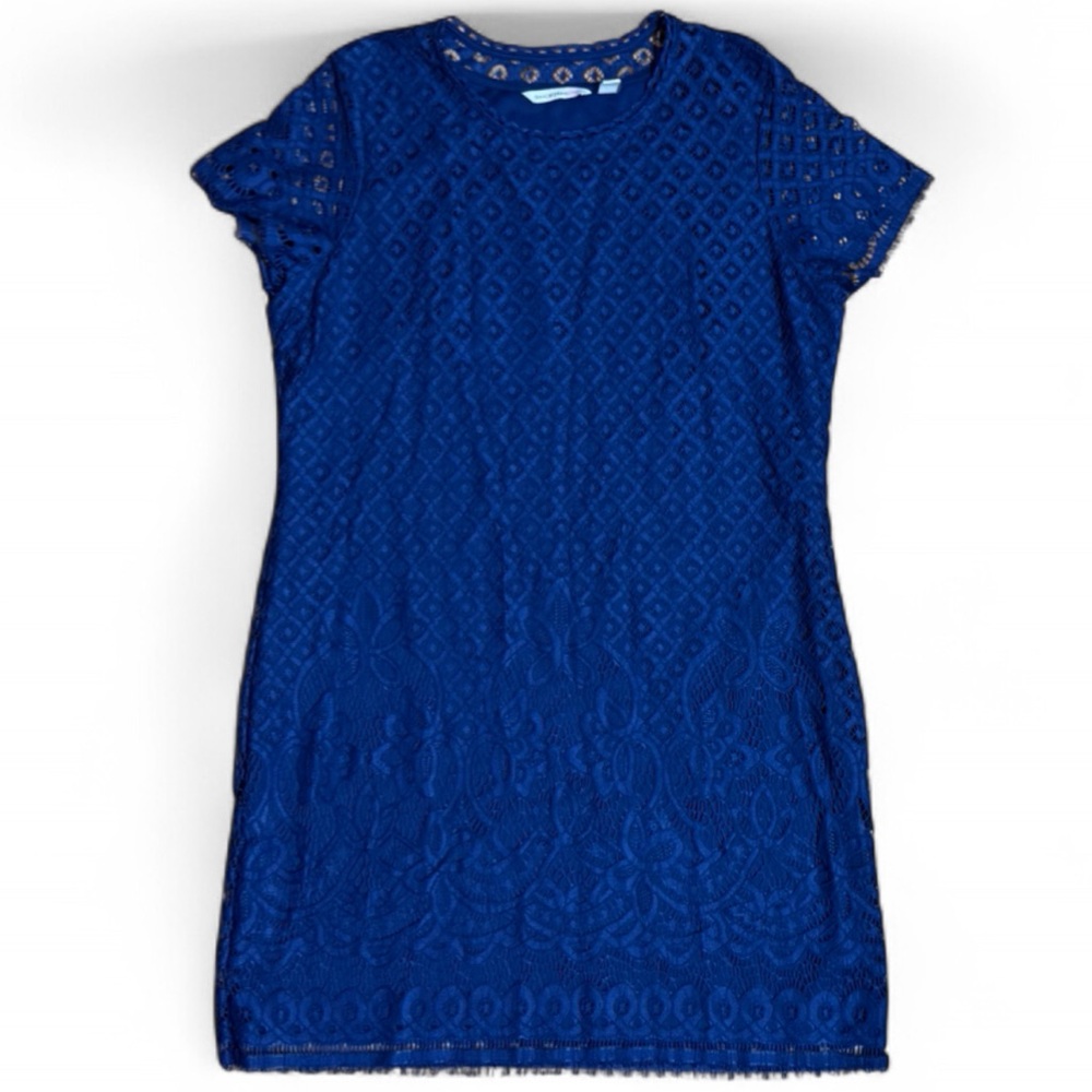 Isaac Mizrahi Live! Royal Blue Lace Overlay Sheath Dress - Size L